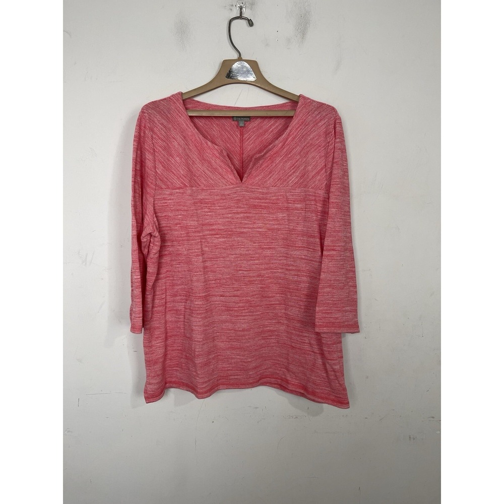 T by Talbots Womens Shirt 2X Pink Athletic Yoga Terry Comfort Beachy Tee Marled